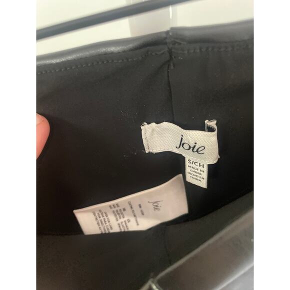 Joie Black Faux Leather High Rise Leggings Small Moto Goth Biker Style - Picture 6 of 8